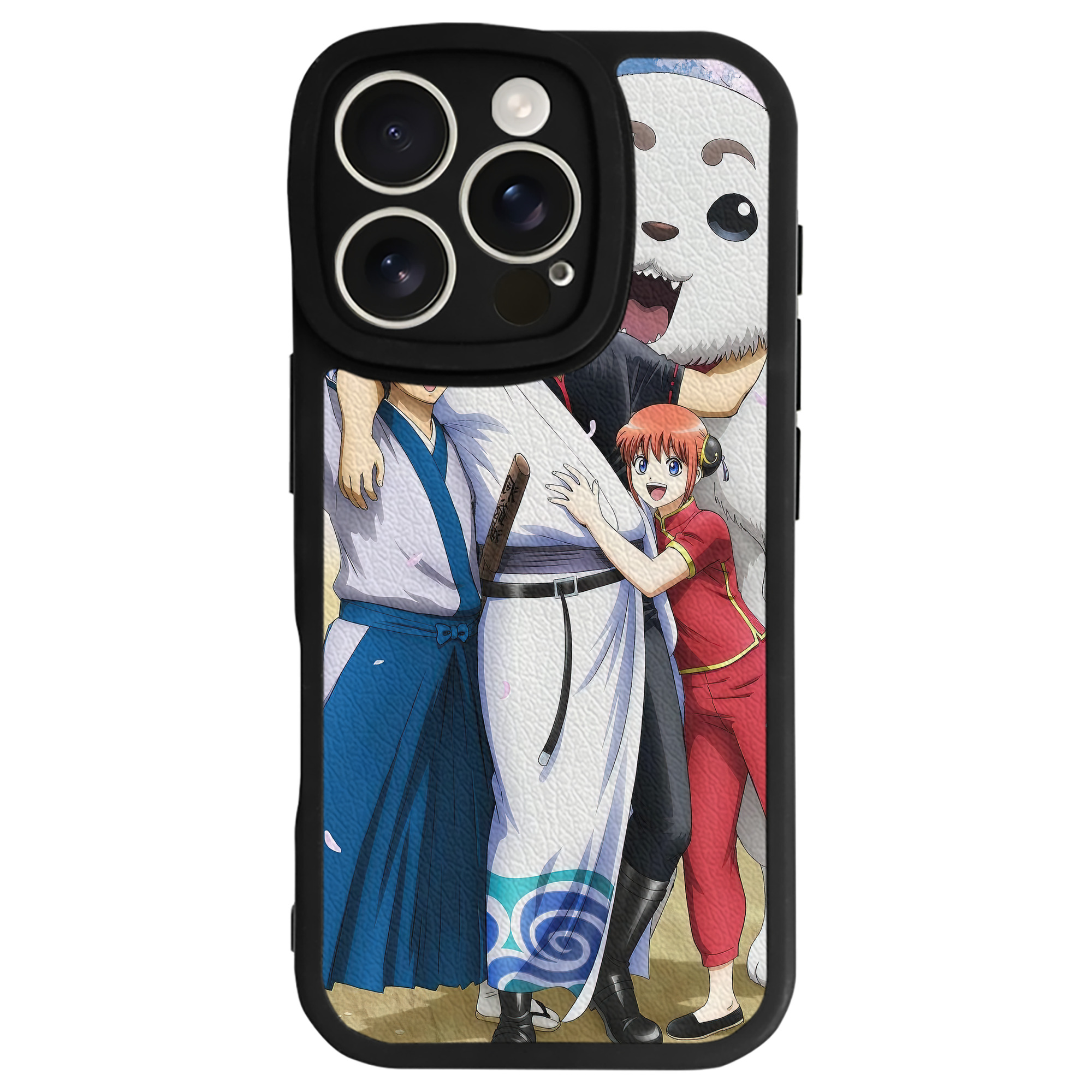 （画像用） ぎんたま 坂田銀時（さかたぎんとき） 神楽 志村新八（しむら しんぱち） GINTAMA Sakata Gintoki Kagura Shimura Shinpachi 【iPhone 16シリーズ対応】シリコンスマホケース（レザー調） 材質：シリコン